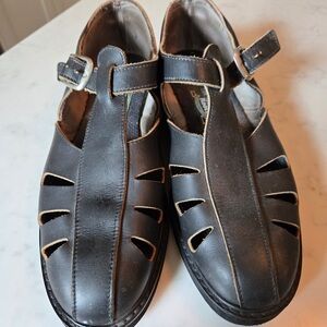 Roots Men's Black Leather Sandals